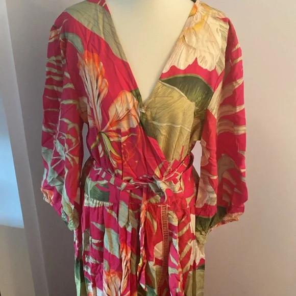 POWDER limited edition tropical wrap dress size large NWT - Picture 2 of 16